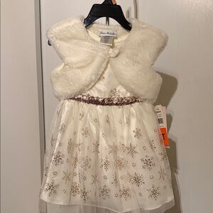 Jona Michelle Ivory and Rose Gold Snowflake Dress